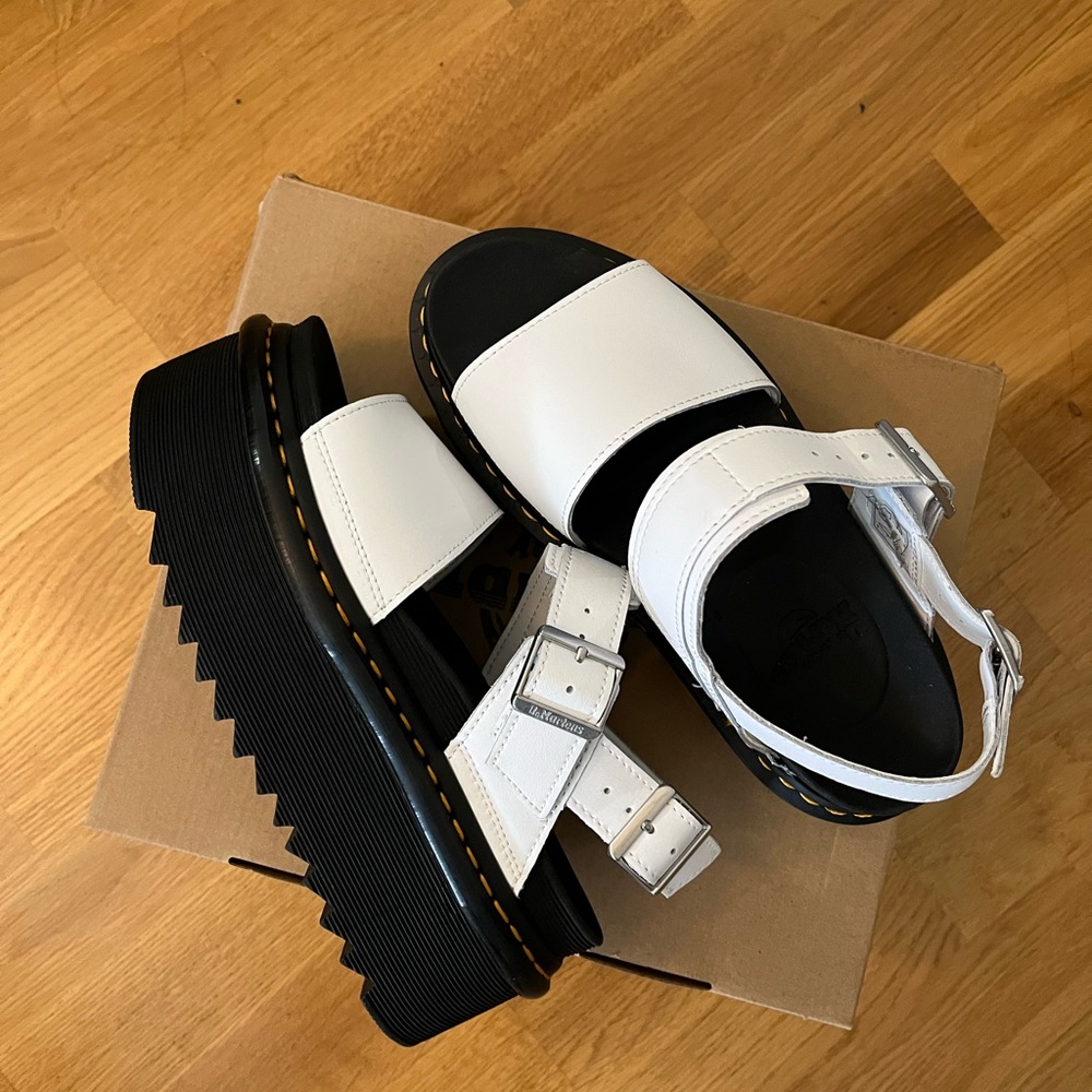 Doc Martens White Platform Voss Sandals